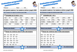 Comparer et ranger les nombres jusqu’à 999 - Examen Evaluation progressive : 4ème Harmos - PDF à imprimer