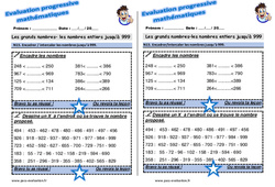 Encadrer / intercaler les nombres jusqu’à 999 - Examen Evaluation progressive : 4ème Harmos - PDF à imprimer