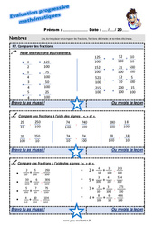 Comparer des fractions - Examen Evaluation progressive : 7ème Harmos - PDF à imprimer