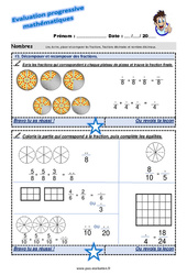 Décomposer et recomposer des fractions - Examen Evaluation progressive : 7ème Harmos - PDF à imprimer