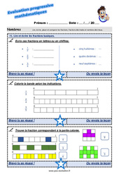 Lire et écrire les fractions basiques - Examen Evaluation progressive : 7ème Harmos - PDF à imprimer