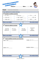 Additionner des nombres décimaux - Examen Evaluation progressive : 7ème Harmos - PDF à imprimer