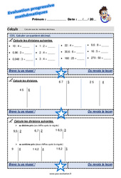 Calculer un quotient décimal - Examen Evaluation progressive : 7ème Harmos - PDF à imprimer