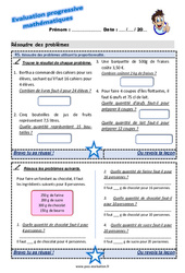 Résoudre des problèmes utilisant la proportionnalité - Examen Evaluation progressive : 7ème Harmos - PDF à imprimer