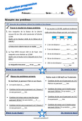 Résoudre des problèmes utilisant les échelles et les vitesses - Examen Evaluation progressive : 7ème Harmos - PDF à imprimer