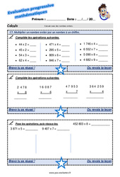 Multiplier un nombre entier par un nombre à un chiffre - Examen Evaluation progressive : 7ème Harmos - PDF à imprimer