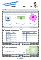 Comparer et mesurer des aires - Examen Evaluation progressive : 7ème Harmos - PDF à imprimer