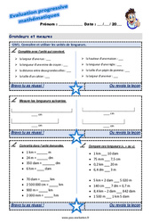 Connaître et utiliser les unités de longueurs - Examen Evaluation progressive : 7ème Harmos - PDF à imprimer