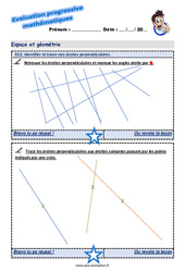 Identifier et tracer des droites perpendiculaires - Examen Evaluation progressive : 7ème Harmos - PDF à imprimer