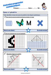 Identifier et tracer des axes de symétrie et des figures symétriques - Examen Evaluation progressive : 7ème Harmos - PDF à imprimer