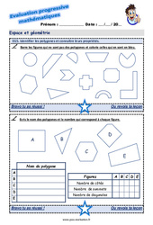 Identifier les polygones et connaître leurs propriétés - Examen Evaluation progressive : 7ème Harmos - PDF à imprimer