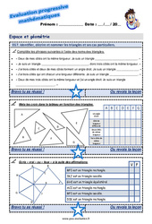 Identifier, décrire et nommer le triangle et ses cas particuliers - Examen Evaluation progressive : 7ème Harmos - PDF à imprimer