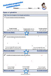 Tracer les triangles et les triangles particuliers - Examen Evaluation progressive : 7ème Harmos - PDF à imprimer