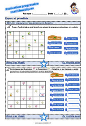 Lire et programmer des déplacements (Scratch) - Examen Evaluation progressive : 7ème Harmos - PDF à imprimer