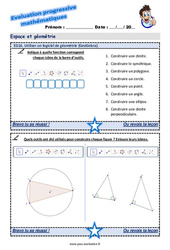 Utiliser un logiciel de géométrie (GeoGebra) - Examen Evaluation progressive : 7ème Harmos - PDF à imprimer