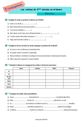 Les verbes du  groupe au présent de l'indicatif - Exercices de  : 8ème Harmos - PDF à imprimer