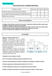 Diversité et stabilité génétique - Exercices corrigés : 11ème Harmos - PDF à imprimer