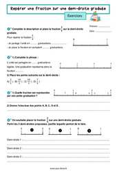 Repérer une fraction sur une droite graduée - Exercices de  : 8ème Harmos - PDF à imprimer