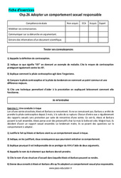 Adopter un comportement sexuel responsable - Exercices corrigés : 10ème Harmos - PDF à imprimer