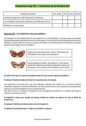 L’évolution de la biodiversité - Examen Evaluation avec les corrigés : 11ème Harmos - PDF à imprimer