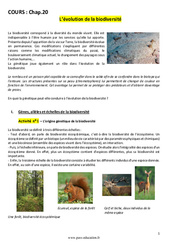 L’évolution de la biodiversité - Cours : 11ème Harmos - PDF à imprimer