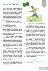 La roi du football (roi Pelé) - Récit - Lecture : 5ème Harmos - PDF à imprimer