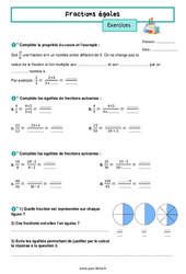 Fractions égales - Exercices de  : 8ème Harmos - PDF à imprimer