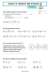 Ajouter et comparer des fractions (1) - Exercices de  : 8ème Harmos - PDF à imprimer