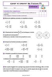 Ajouter et comparer des fractions (2) - Évaluation de  : 8ème Harmos - PDF à imprimer