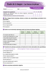 Les formes de phrase - Examen Evaluation avec la correction : 9eme Harmos - PDF à imprimer