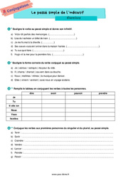 Le passé simple de l’indicatif - Exercices de conjugaison pour la  : 8ème Harmos - PDF à imprimer