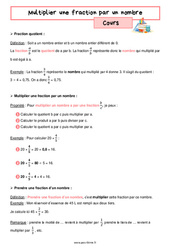 Multiplier une fraction par un nombre - Cours pour la  : 8ème Harmos - PDF à imprimer