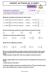 Multiplier une fraction par un nombre - Évaluation pour la  : 8ème Harmos - PDF à imprimer