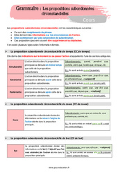 Les propositions subordonnées circonstancielles - Séquence complète : 9eme Harmos - PDF à imprimer