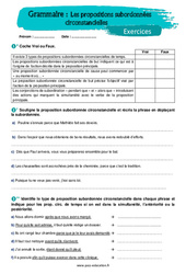 Les propositions subordonnées circonstancielles - Exercices avec les corrigés : 9eme Harmos - PDF à imprimer