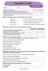 Les verbes attributifs et d'action - Examen Evaluation avec la correction : 9eme Harmos - PDF à imprimer