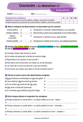 Les déterminants (1) - Examen Evaluation avec la correction : 9eme Harmos - PDF à imprimer