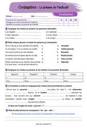 Le présent de l'indicatif - Examen Evaluation avec la correction : 9eme Harmos - PDF à imprimer