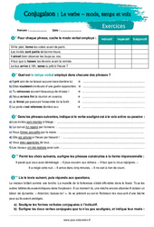 Le verbe - mode, temps et voix - Exercices avec les corrigés : 9eme Harmos - PDF à imprimer