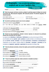 Les accords du participe passé employé seul ou avec l’auxiliaire être - Exercices avec les corrigés : 9eme Harmos - PDF à imprimer