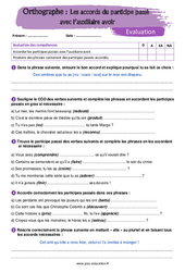 Les accords du participe passé avec l’auxiliaire avoir - Examen Evaluation avec la correction : 9eme Harmos - PDF à imprimer