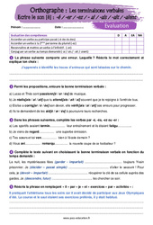 Les terminaisons verbales - Ecrire le son [é] - Examen Evaluation avec la correction : 9eme Harmos - PDF à imprimer