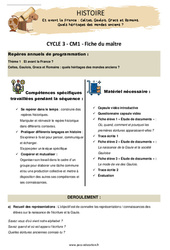 Séquence - Fiche de préparation La naissance de l'Histoire. La Gaule celtique et les Gaulois  - Vidéo + Séquence complète (#2) : 6ème Harmos - Cycle 3 - PDF à imprimer