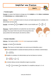 Simplifier une fraction - Séquence complète : 9eme Harmos - PDF à imprimer