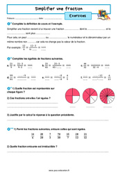 Simplifier une fraction - Exercices avec les corrigés : 9eme Harmos - PDF à imprimer