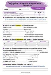 L’imparfait et le passé simple de l’indicatif - Examen Evaluation avec la correction : 9eme Harmos - PDF à imprimer