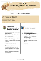 Séquence - Fiche de préparation 1892, la république fête ses cent ans (Le temps de la république)  - Vidéo + Séquence complète (#1) : 7ème Harmos - Cycle 3 - PDF à imprimer