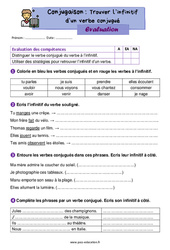 Trouver l’infinitif d’un verbe conjugué - Évaluation de conjugaison : 4ème Harmos - PDF à imprimer