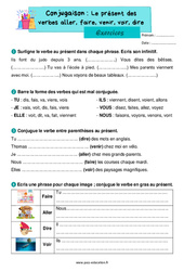 Aller, faire, venir, voir, dire au présent - Exercices de conjugaison : 4ème Harmos - PDF à imprimer