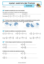 Ajouter, soustraire des fractions - Exercices avec les corrigés : 9eme Harmos - PDF à imprimer